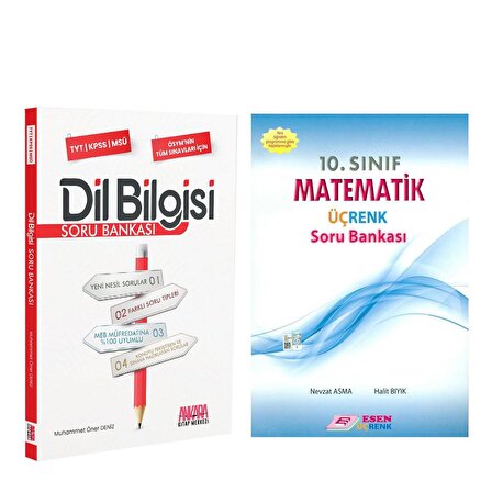 Esen Üç Renk 10.Sınıf Matematik ve AKM Dil Bilgisi Soru Bankası Seti 2 Kitap