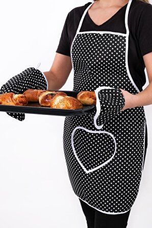 Trendy 3lü Set Sıvı Geçirmez Mutfak Önlüğü, Isıya Dayanıklı Fırın Eldiveni Ve Tutacak Takımı