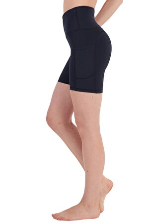 Novamour Ultra Yumuşak Yüksek Bel 3 Cepli Toparlayıcı Push Up Iç Göstermez Egzersiz Yoga Kadın Şortu