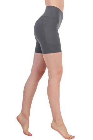 Novamour Ultra Yumuşak Yüksek Bel 3 Cepli Toparlayıcı Push Up Iç Göstermez Egzersiz Yoga Kadın Şortu