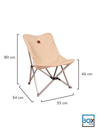 Box&Box Alüminyum Katlanabilir Kamp Sandalyesi, Piknik Sandalyesi, Taşıma Çantalı, Kumaş, Krem