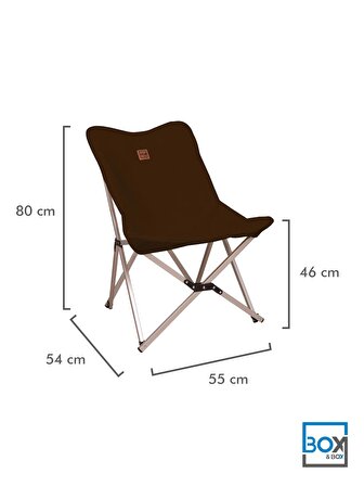 Box&Box Alüminyum Katlanabilir Kamp Sandalyesi, Piknik Sandalyesi, Taşıma Çantalı, Kumaş, Kahverengi