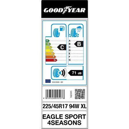 Goodyear 225/45 R17 94W XL Eagle Sport Fp Oto 4 Mevsim Lastiği ( Üretim Yılı: 2023 )