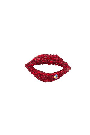 Kırmızı Taşlı Kiss Broş TrBroş8049
