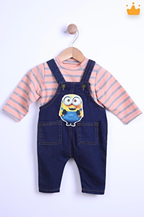 Babyhola Kız Bebek Çocuk Minion Salopet Badi Takım 2284