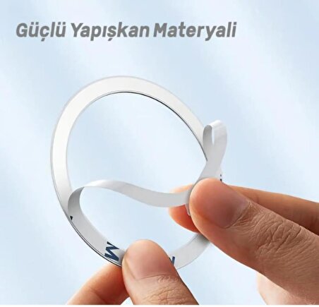LivX Power Mıknatıslı Metal Magsafe Halka Yüzük Ring Iphone 8ve Üstü Model Uyumlu Gümüş 4'lü Paket