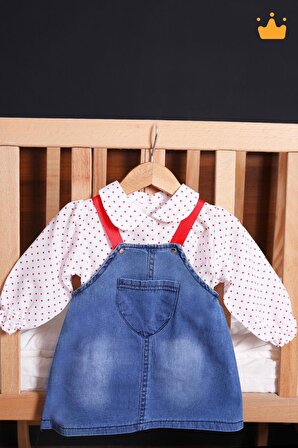 Babyhola 2'li Kot Jile Gömlek Kız Bebek Çocuk Elbise Takım 