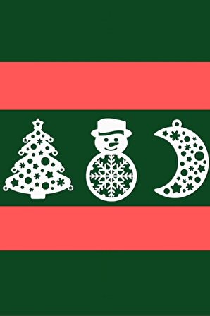 Beyaz Renk Yılbaşı Ağacı Süsü 6 lı Noel Süsü Christmas Ornament