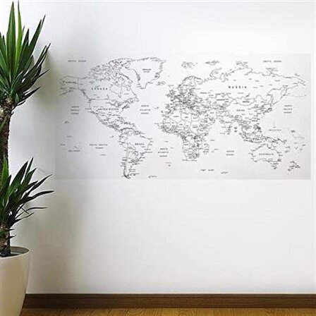 SEFAM HOME Yazılabilir Dünya Haritası Manyetik Duvar Stickerı 110 x 56 cm