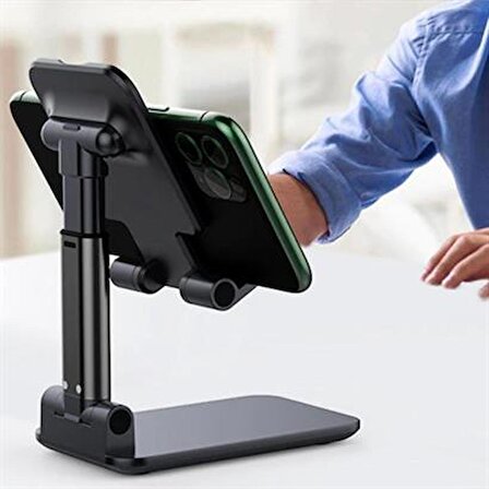SEFAM HOME Siyah Cep Telefonu Sabitleyici Stand Katlanabilir Ayarlanabilir Telefon Standı