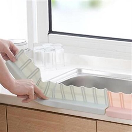 SEFAM HOME Vantuzlu Kauçuk Sıvı Su Sızdırmaz  Mutfak Banyo Duş Bariyeri Lavabo Kenar Tutucu Set