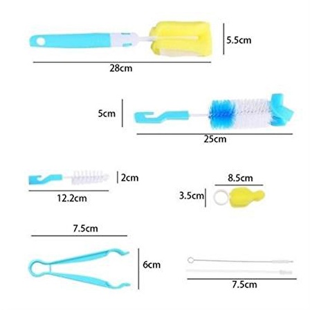 SEFAM HOME 7 Parça Biberon Uzun Kavanoz Termos Suluk Sürahi Yağ Şişe İçi Temizleme Fırçası Aparatı Seti