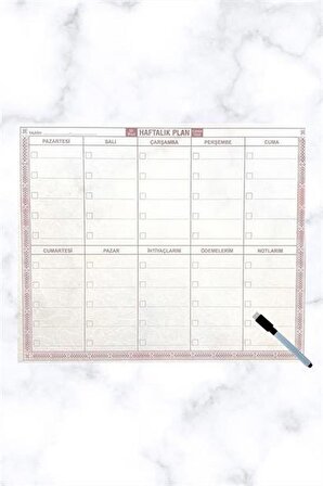 SEFAM HOME Şeffaf Kendiliğinden Yapışkanlı Kalemli Haftalık Planlayıcı 40cm-50cm
