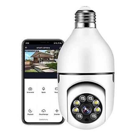 SEFAM HOME WiFi 360 Panoramik Ampul Kamera Gece Görüş Ses Akıllı Hareket Algılayıcı