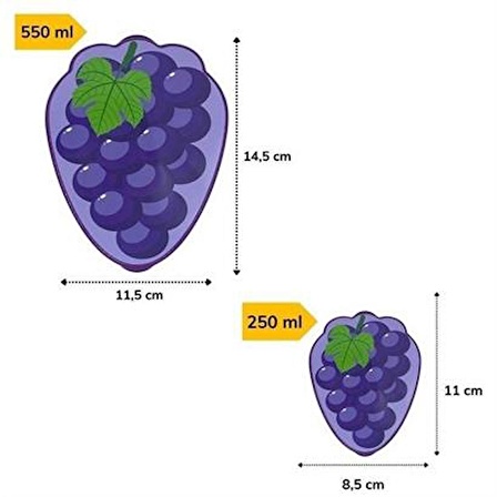 SEFAM HOME 2'li İç İçe Geçebilen Üzüm Model Saklama ve Beslenme Kabı Seti (550 ml + 250 ml)