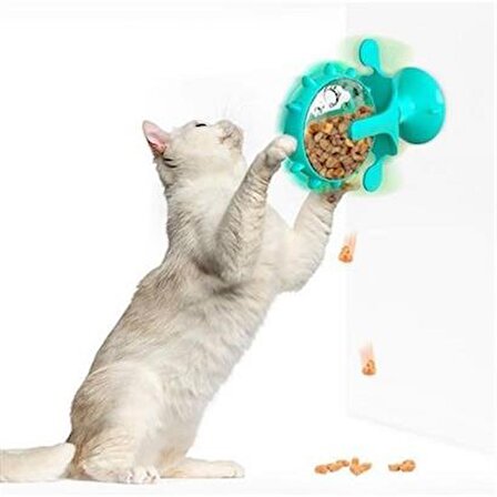 Sefamhome Vantuzlu Zilli İnteraktif Dönebilen Mama Kaplı Renkli Eğlenceli Eğitici Kedi Oyuncağı