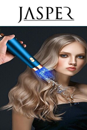 3 Başlıklı Kademeli Isı Ayarlı Saç Şekillendirici Ve Saç Düzleştirici 1200w Mavi Fön Tarağı