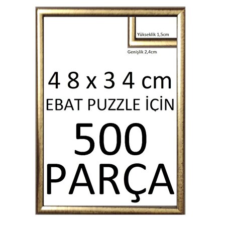 Sar Plus Balıksırtı Puzzle Çerçevesi 500 Parça Için Ebat 48cmx34cm Altın