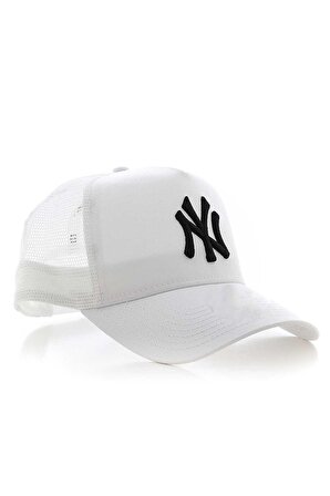 Ny New York Unisex Fileli Beyaz Şapka Arkası Plastik Ayarlanabilir