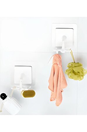 6 Kancalı Mutfak Banyo Döner Askı Kepçe Havlu Lif Askılığı Askılık Yapışkanlı Askı Fincan Askısı
