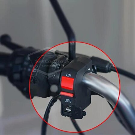 Motosiklet Atv Elektrikli Bisiklet Jetski 12V Açma Kapama Düğmesi Butonu Far Anahtarı USB Şarj Soketi Su Geçirmez 22 mm Gidon Montaj Çok Fonksiyonlu USB Şarj Cihazı