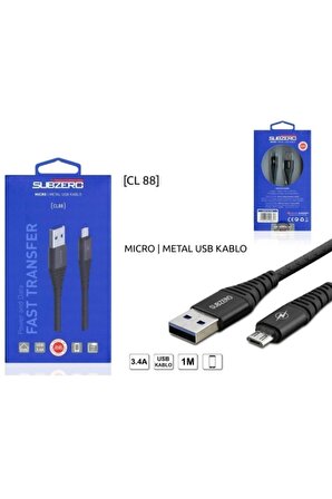 (Micro) 3.4a *hızlı* 1 Metre Metal Usb Kablo Subzero Cl88