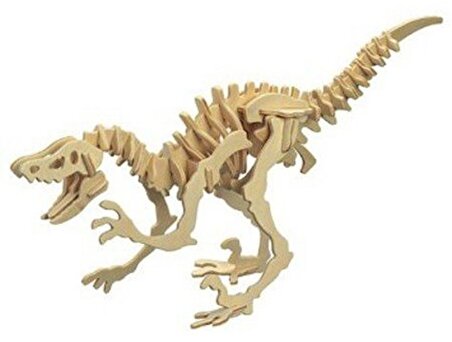 Ahşap 3D Dinazor Velociraptor Maketi Puzzle