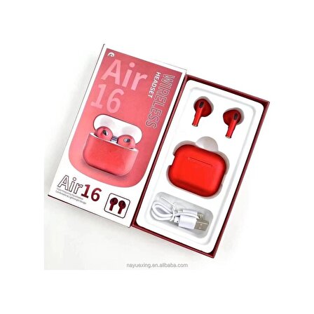 Bluetooth Kulakiçi Kulaklık - AIR16 / Tws / Kırmızı