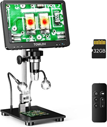 TOMLOV DM9 Pro IPS 7 Inc HDMI Dijital Mikroskop 1200X, 1080P 16MP