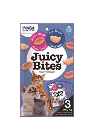 Inaba Juicy Bites Tavuklu ve Tuna Balıklı Kedi Ödül Maması 3 Paketli