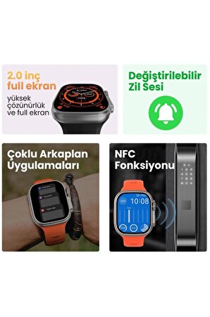 Hzl Watch 8 Ultra Pro Max Siyah Akıllı Saat