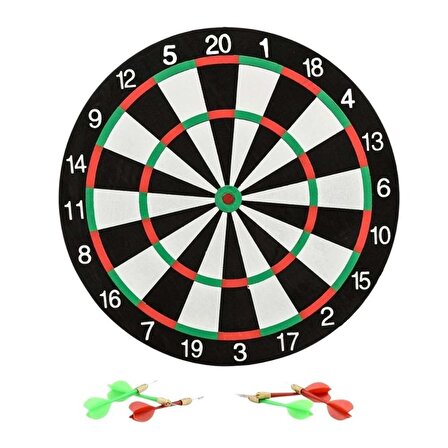 Çift Taraflı Dart Tahtası ve 6 Adet Metal Uçlu Ok 40cm Bullseye