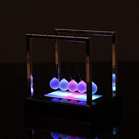 Renkli Işıklı Newton Beşiği Denge Balans Topları Pilli 15 cm
