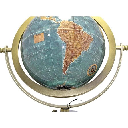 Ahşap Tripod Standlı Dünya Küre Zemin Dekoru Döner Dünya Küre Modern Harita Atlas 62cm Mavi