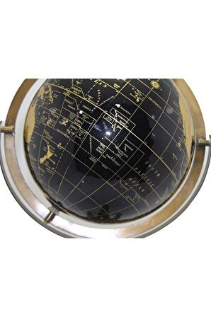 Ahşap Tripod Standlı Dünya Küre Zemin Dekoru Döner Dünya Küre Modern Harita Atlas 62cm Siyah