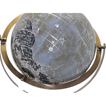 Ahşap Tripod Standlı Dünya Küre Zemin Dekoru Döner Dünya Küre Modern Harita Atlas 62cm Gri
