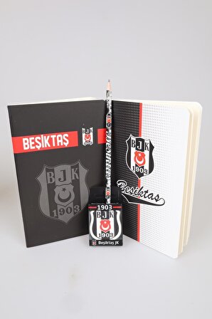 LİSANSLI BEŞİKTAŞ NOKTALI DEFTER,KURŞUN KALEM VE SİLGİ SETİ 