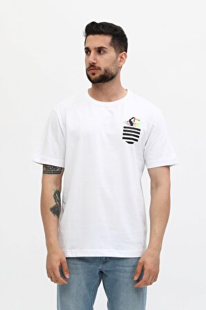 Oversize Papağan Beyaz Unisex T-Shirt