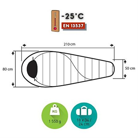 Trimm Balance -25'C Ultralight Uyku Tulumu - 185L, Yeşil