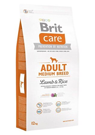 Brit Care Kuzu Etli-Pirinçli Orta Irk Yetişkin Kuru Köpek Maması 12 kg
