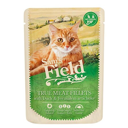 Sams Field Sf Cat Pouch Duck Filets/jerusalem Artichoke 85 G / Yaş Kedi Maması Ördek, Tavuk Ve Yer ElmasıSKT: 01/2025