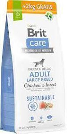 Brit Care Digest & Relax Tavuklu Larvalı Büyük Irk Yetişkin Köpek Maması 12 Kg +2 Kg