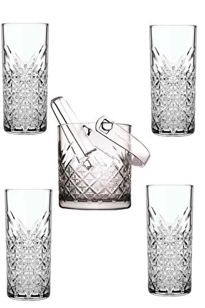 Paşabahçe timeless cam buz kovası maşalı + rakı bardağı seti 6 lı set