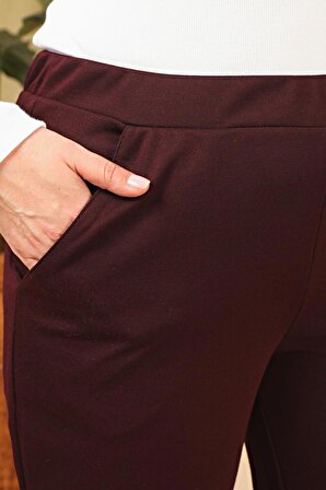 Kadın Beli Lastikli Buyuk Beden Likralı Bol Paça Pantolon