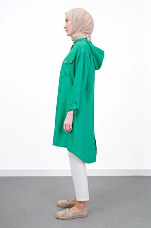 Taş İşlemeli Keten Kumaşlı Giyçık - Yeşil