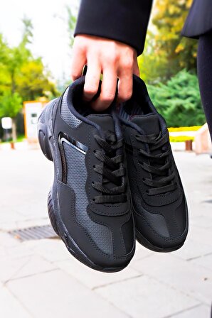Bluefeet BF02 Siyah Gri Kadın Spor Yüksek Taban Ayakkabı