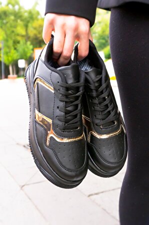 Bluefeet BF59 Siyah Sarı Kadın Spor Kalın Taban Ayakkabı