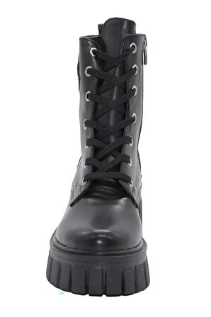 Bluefeet 3087 Siyah Fermuarlı Bağcıklı Kadın Bot Ayakkabı