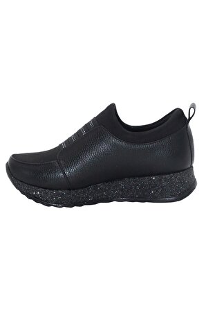 Mergenshoes W532 Siyah Yüksek Taban Günlük Kadın Spor Ayakkabı