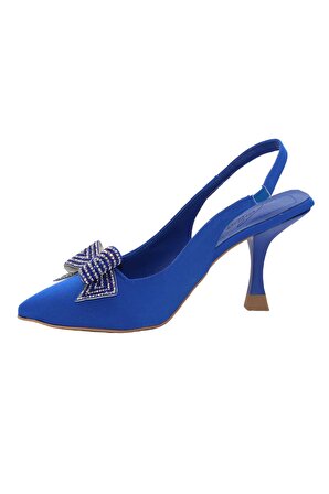 Bluefeet K041 Mavi Fiyonklu 7 Cm Klasik Topuk Kadın Ayakkabı